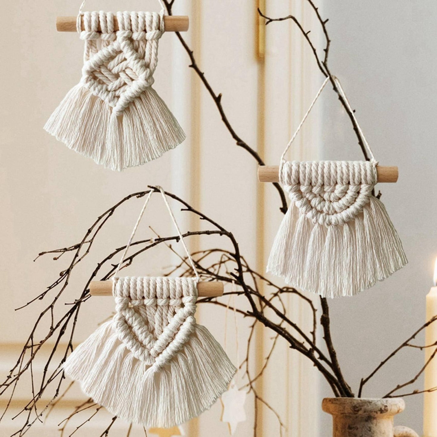 Handwoven Macrame Tapestry with Tassels Living Room Decorations