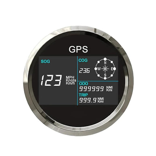 85mm Gps Speedometer with 7 Color Backlight Lcd Display Silver+black