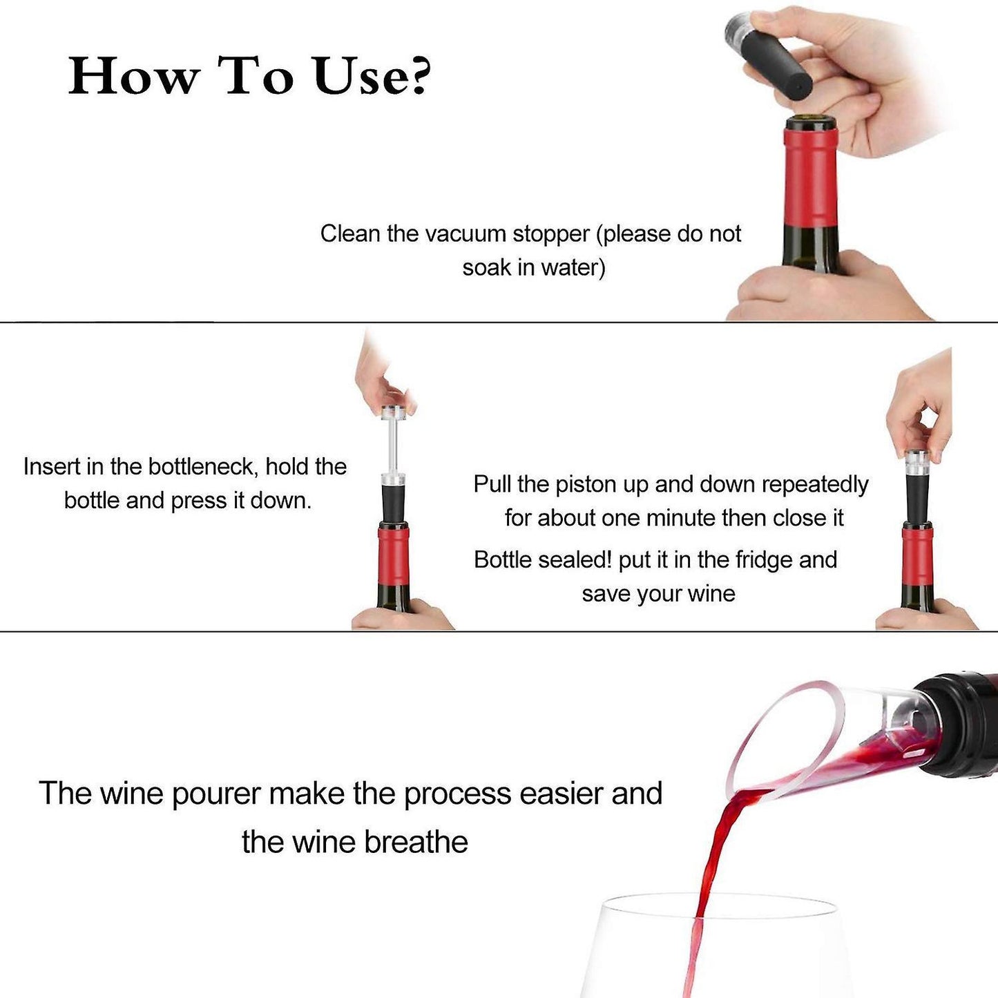 Vacuum Stopper and Wine Aerator & Pourer Vacuum Saver Pump (set Of 2)