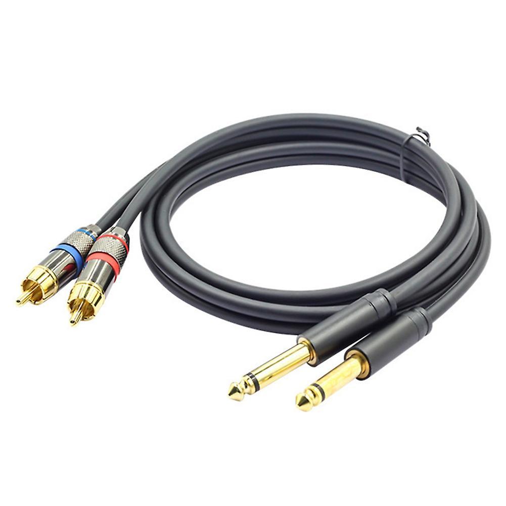 Dual 6.5mm to Rca 2 to 2 Audio Line Microphone Amplifier Mixer