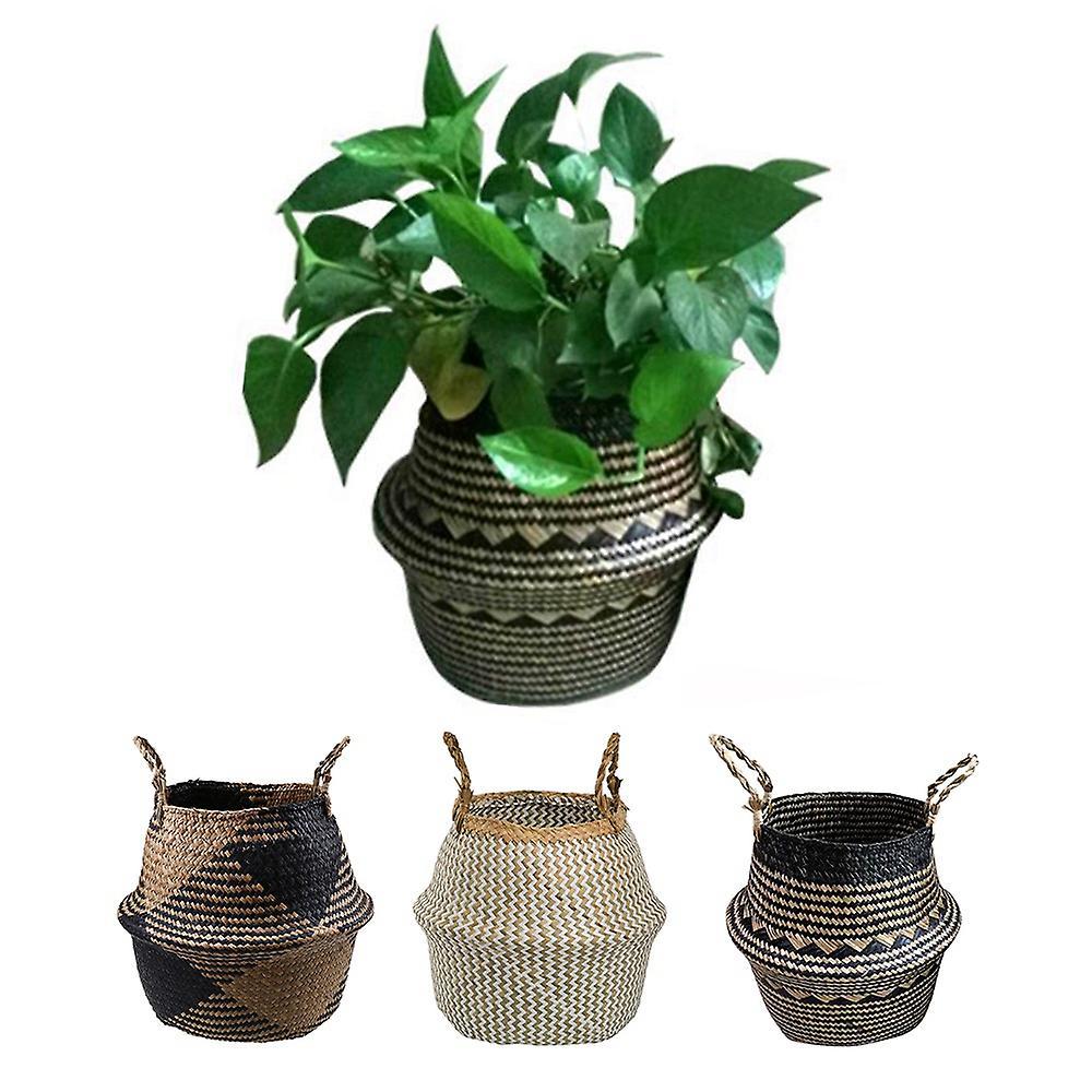 Rattan Woven Flower Basket Seagrass Storage Basket Home Decoration 3