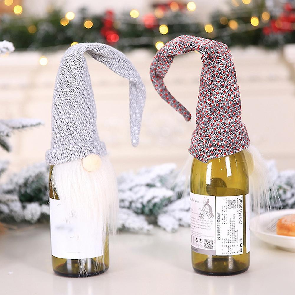 2pcs Cartoon White Beard Santa Swedish Gnome Christmas Wine