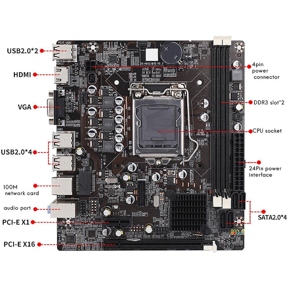 H61 Motherboard Lga 1155 Ddr3 Memory 16gb Micro-atx Desktop Mainboard