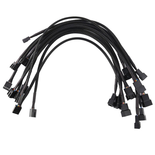 10pcs 4 Pin Pwm Fan Extension Power Cable Connector Case
