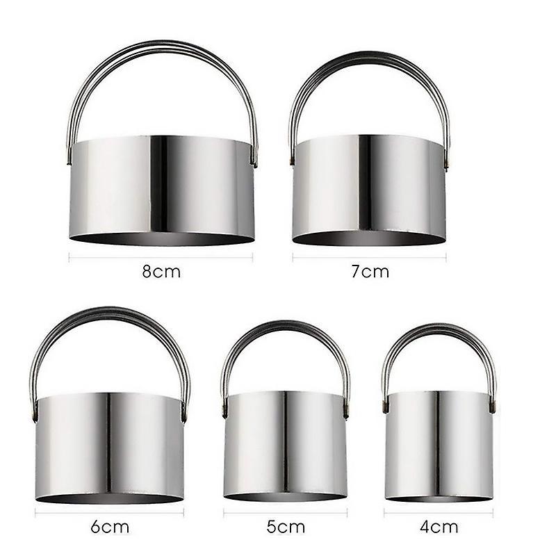5 Pcs Biscuit Cutter with Handle - Stainless Steel Round Circle Donut