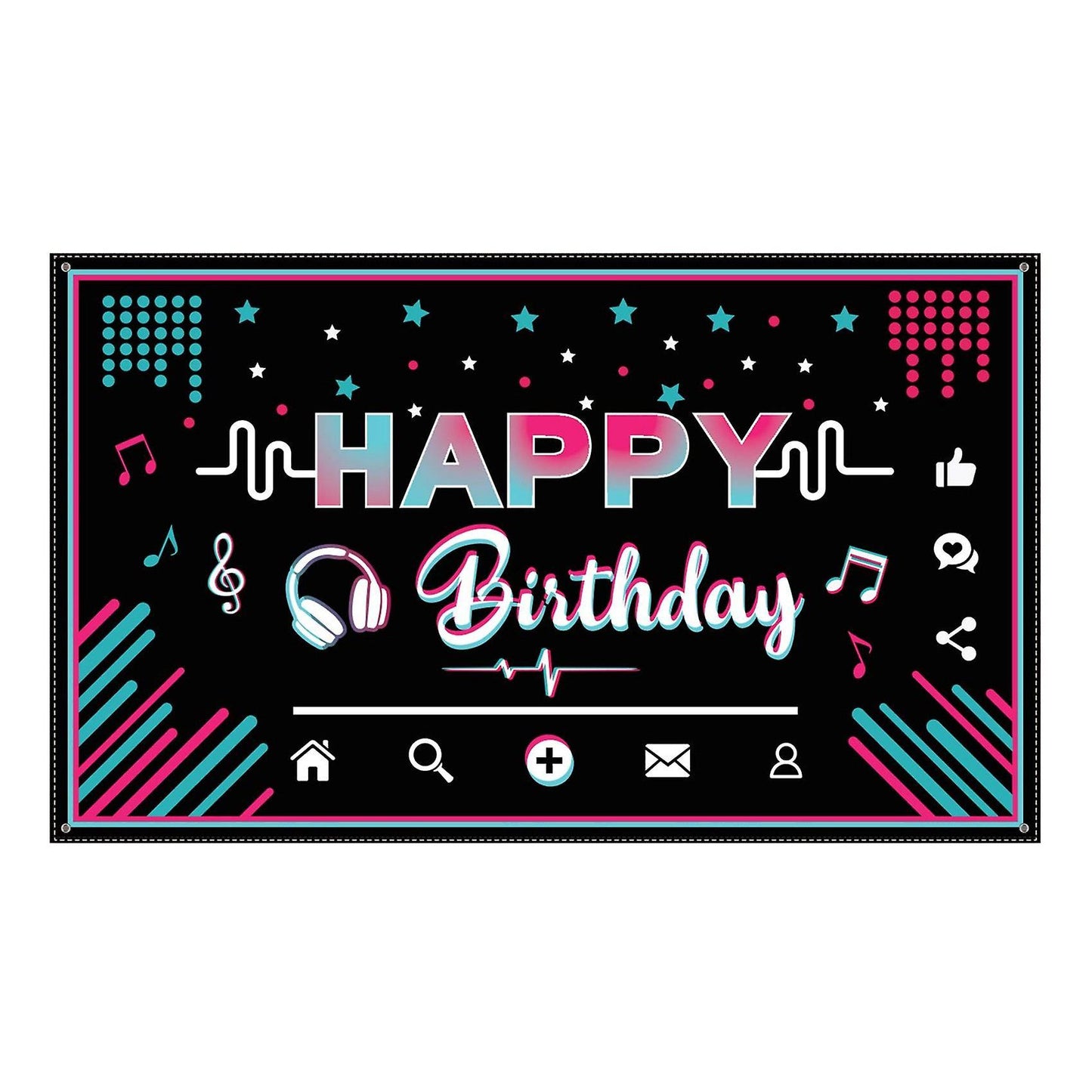 Happy Birthday Backdrop Banner Music Theme Birthday Party Decorations