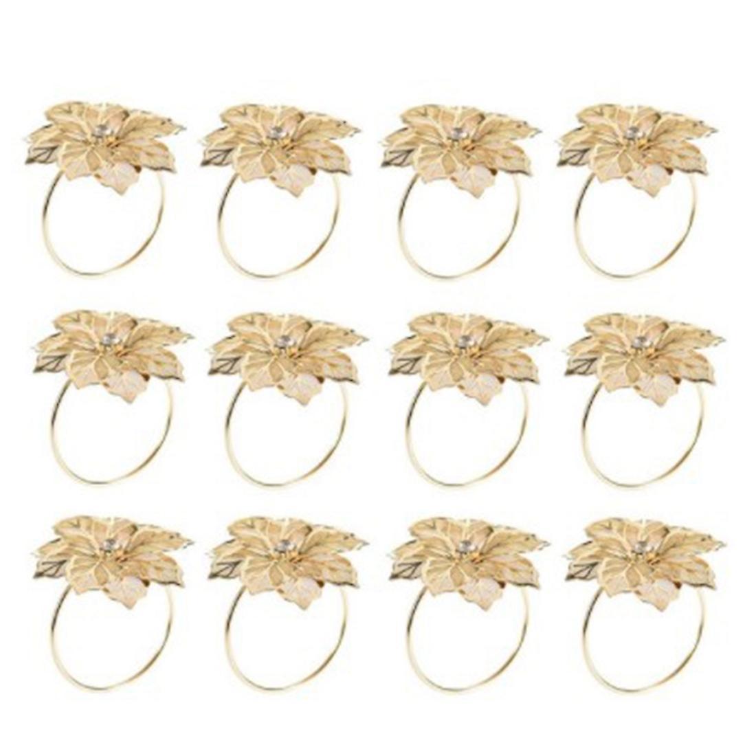 12pcs Alloy Flower Design Napkin Rings for Wedding Receptions