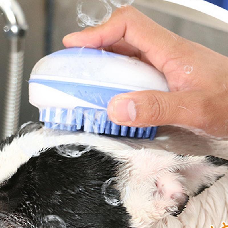 Pet Bath Brush 2-in-1 Pet Massage Comb Soft Pet Cleaning Tool Blue