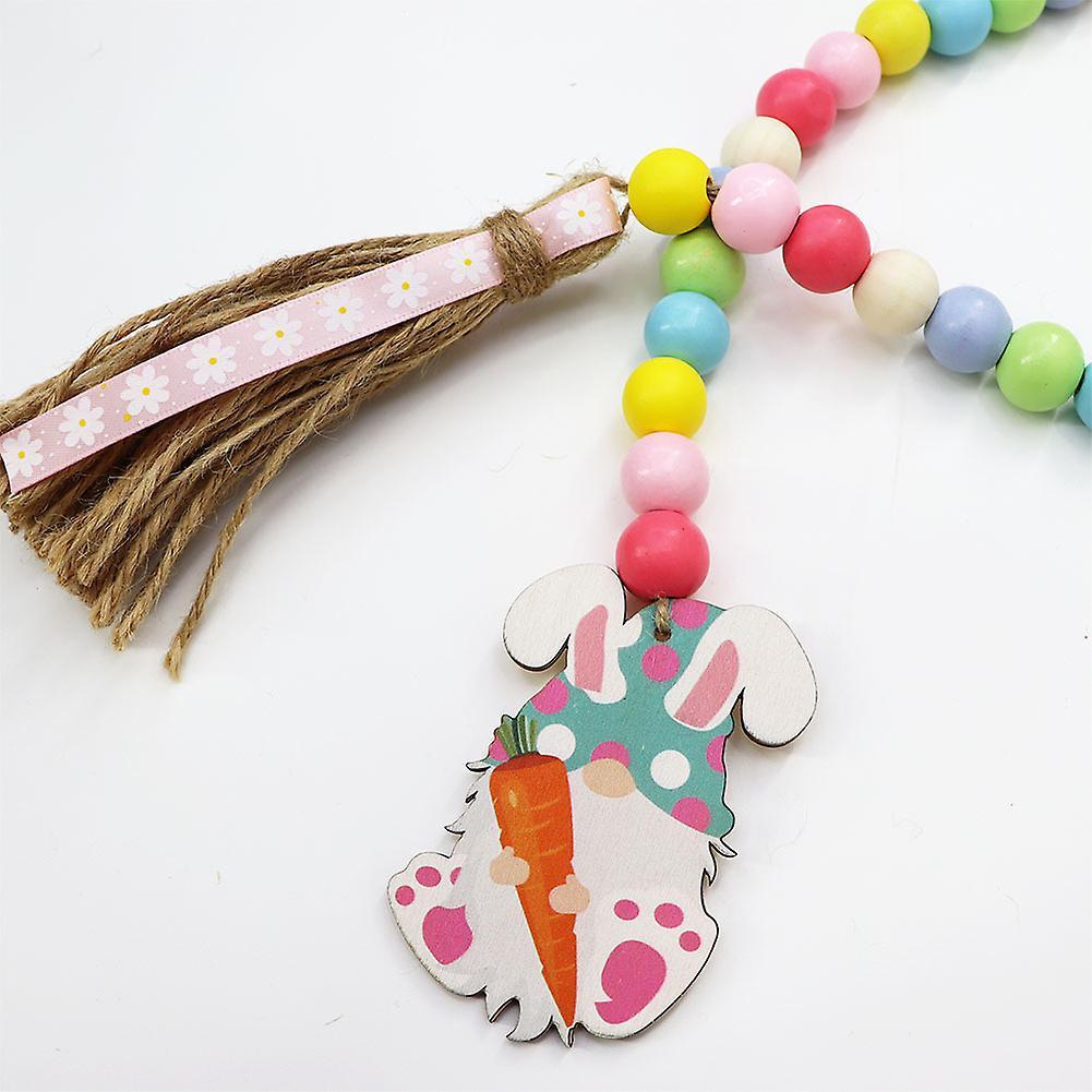 Easter Wood Bead Garland with Tassels Decorations Spring Prayer Beads