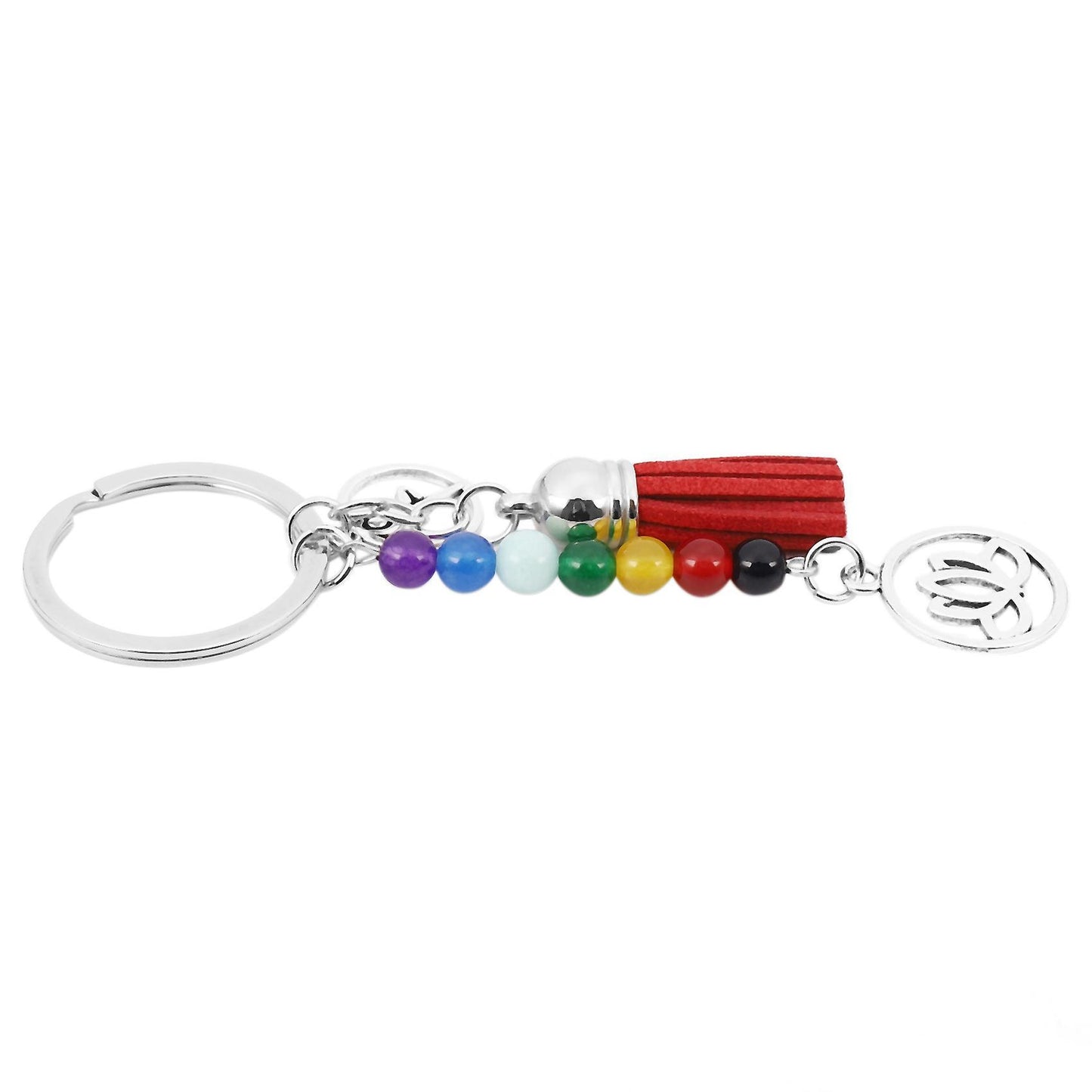 Porte-cles 7 Perles De D'energie Lotus Fleur Pendentif Creatif