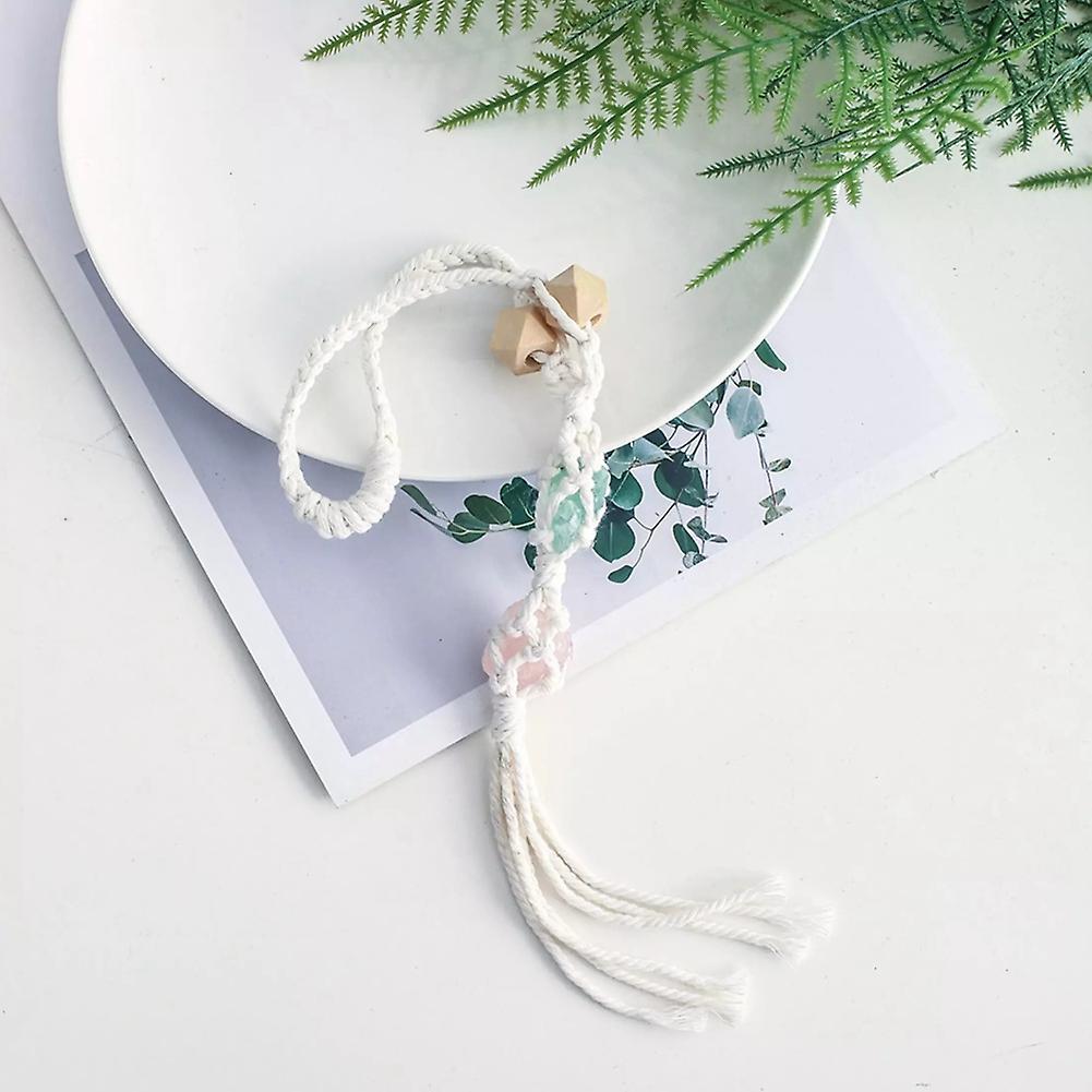 Ethnic Style Tassel Car Pendant Gemstone Wooden Bead Car Pendant,b