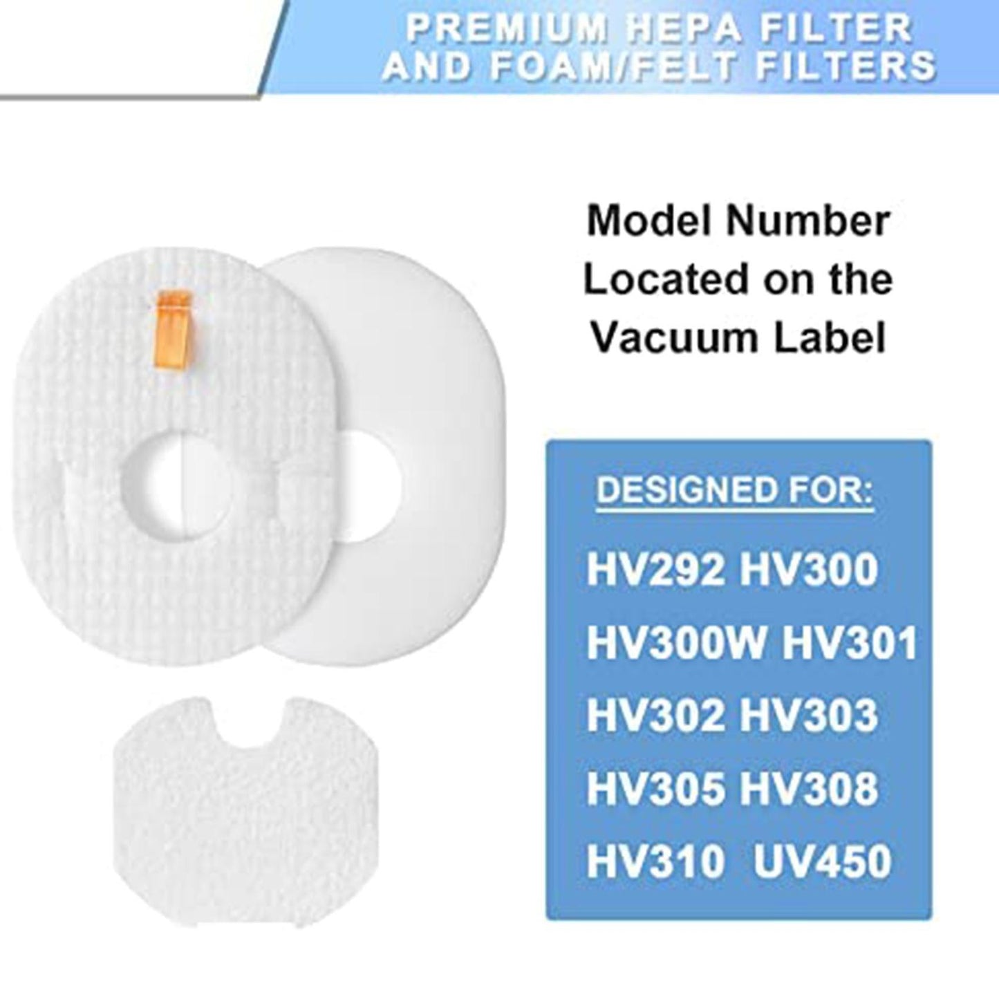 Filters Kit for Shark Rocket Ultra-light Vacuum Hv292 Hv300 Hv300w
