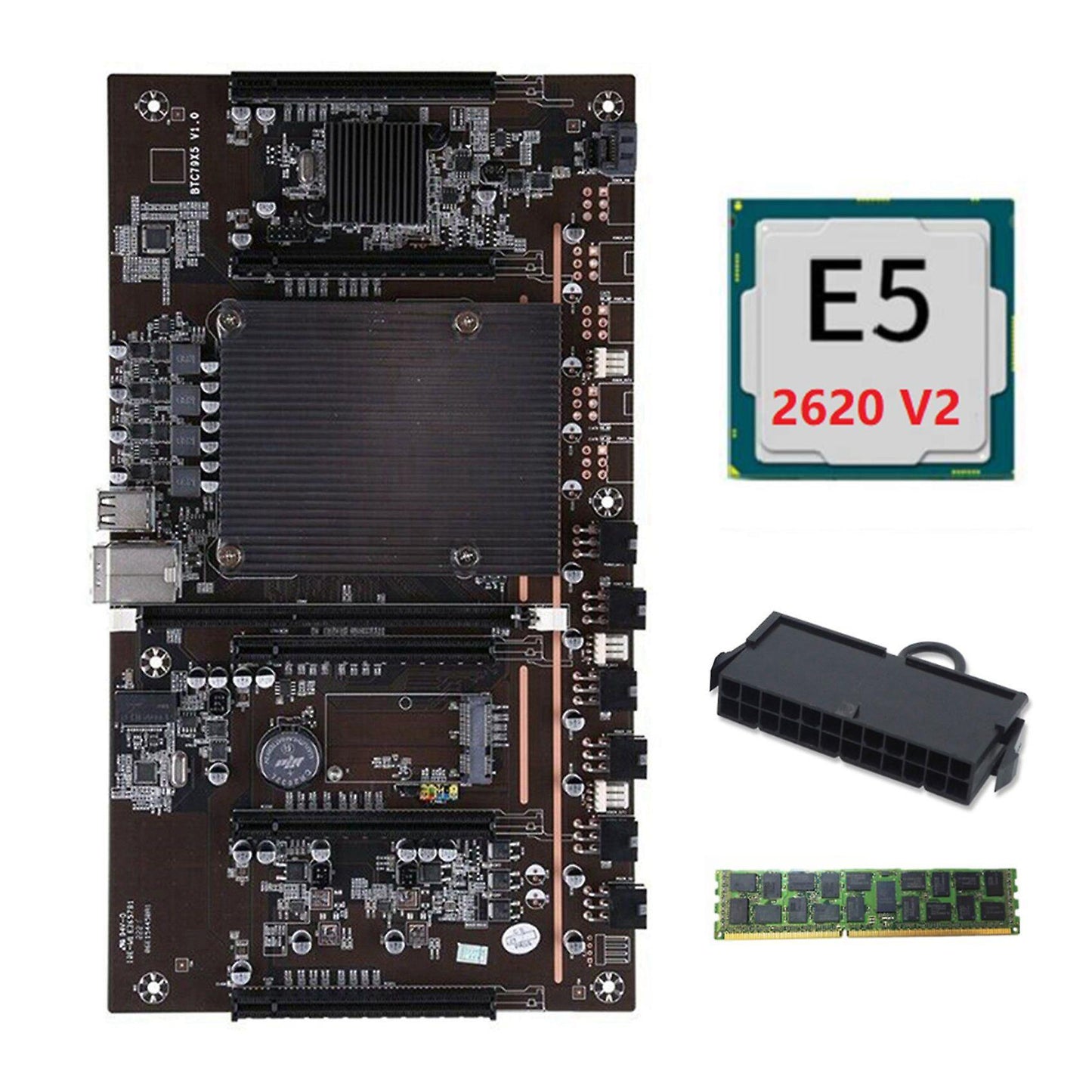H61 X79 Btc Miner Motherboard with E5 2620 V2 Cpu+24pins Connector