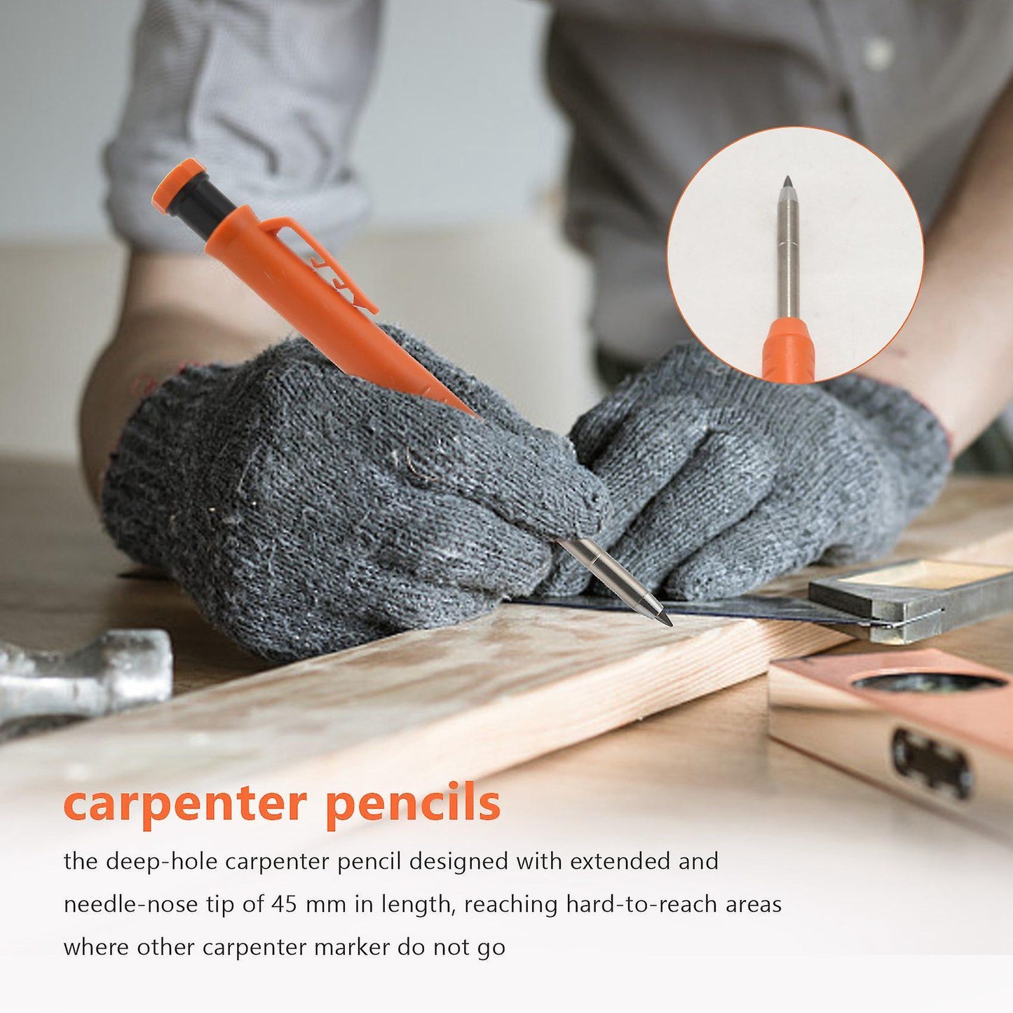 Carpenter Pencil Set with 7 Refill Leads, Built-in Sharpener,pencil D