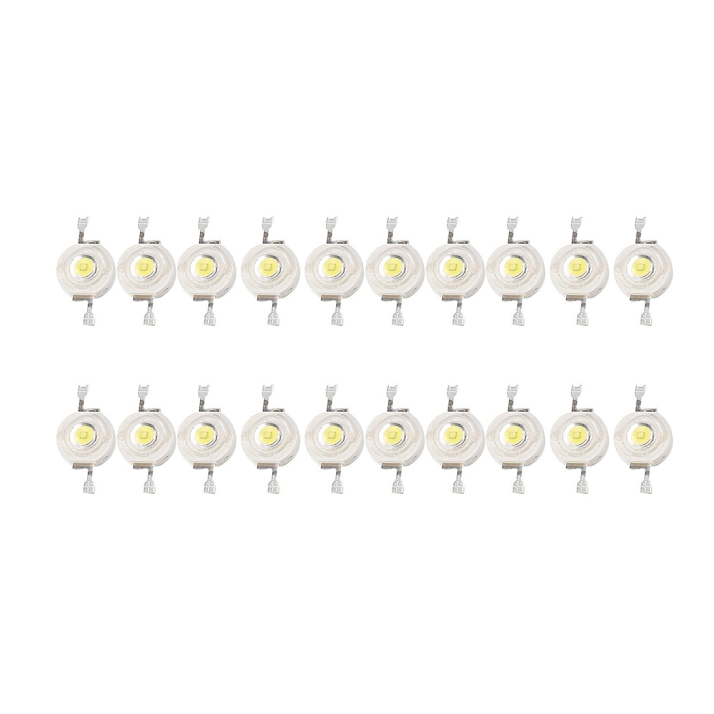 20 Pcs High Power 2 Pin 3w White Led Bead Emitters 170-190lm 6000k