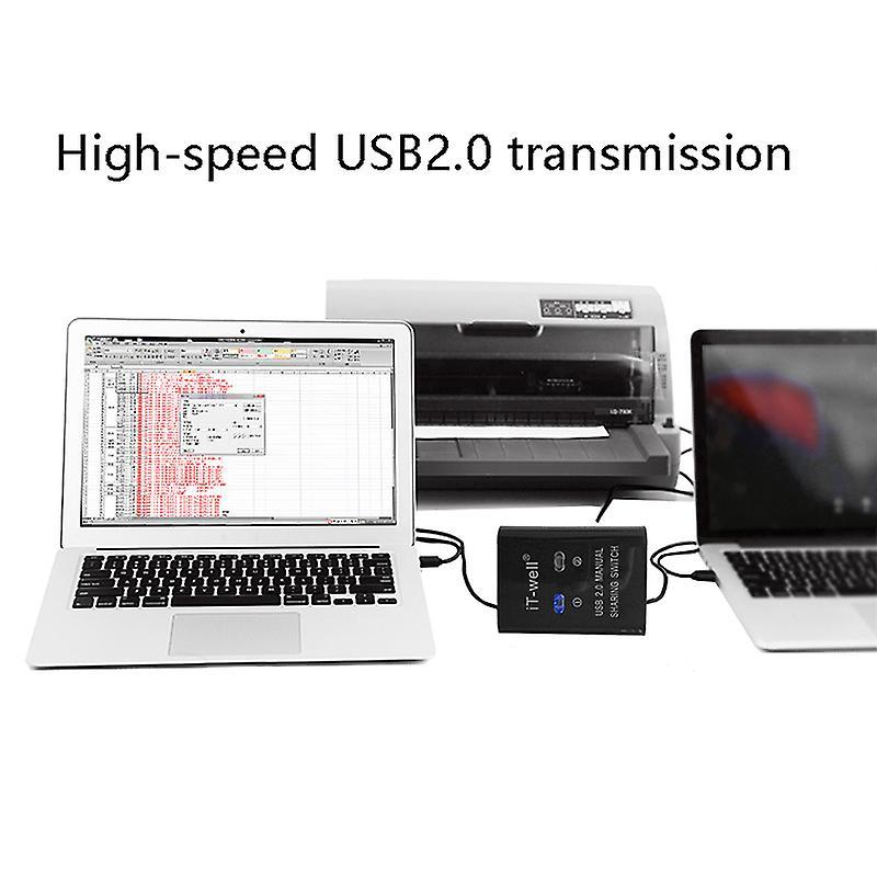It-well Usb 2 In 1 Out Printer , 2-port Manual Kvm Converter Black