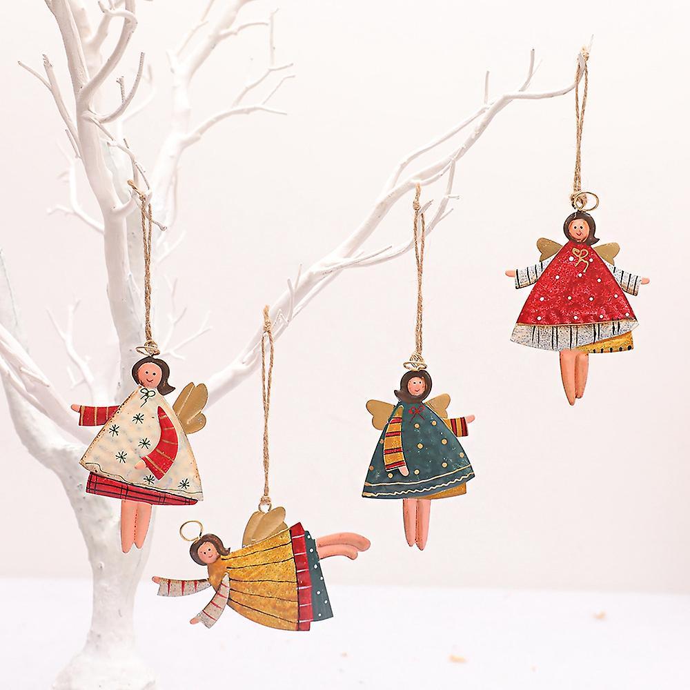 4 Pcs Christmas Metal Dancing Angel Pendants Ornaments for Home Party