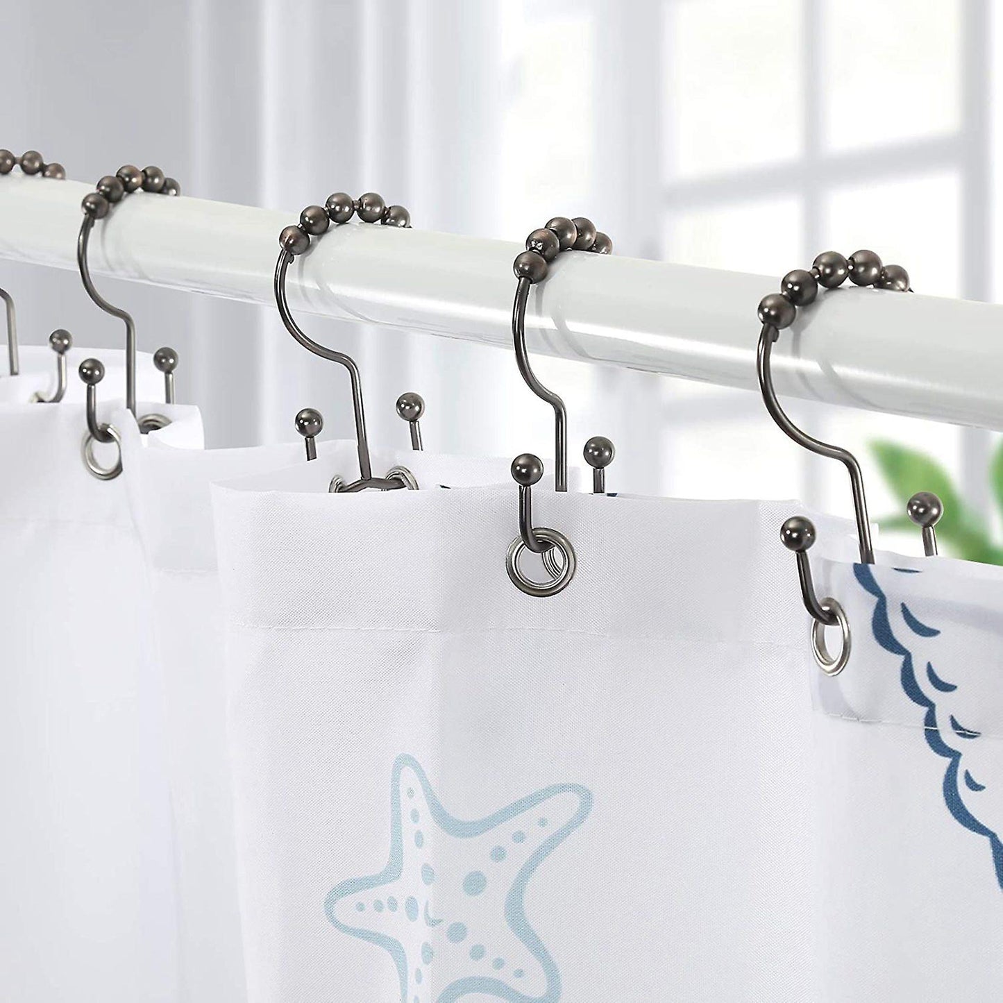 12pcs Stainless Steel Shower Curtain Rings Shower Hooks for Curtain