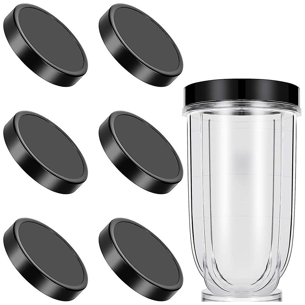 6 Pack Replacement Black Plastic Stay Fresh Lid Parts with 16oz Cup