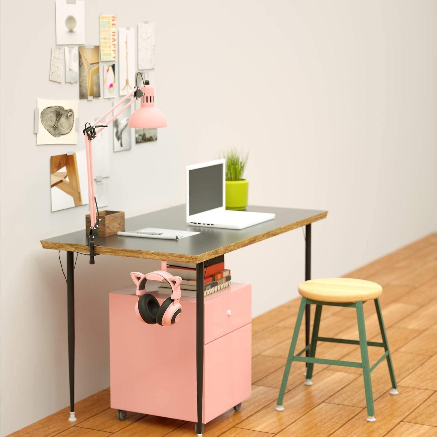 Headphone Hook Holder , Aluminum Headphone Stand for Desk- Pink