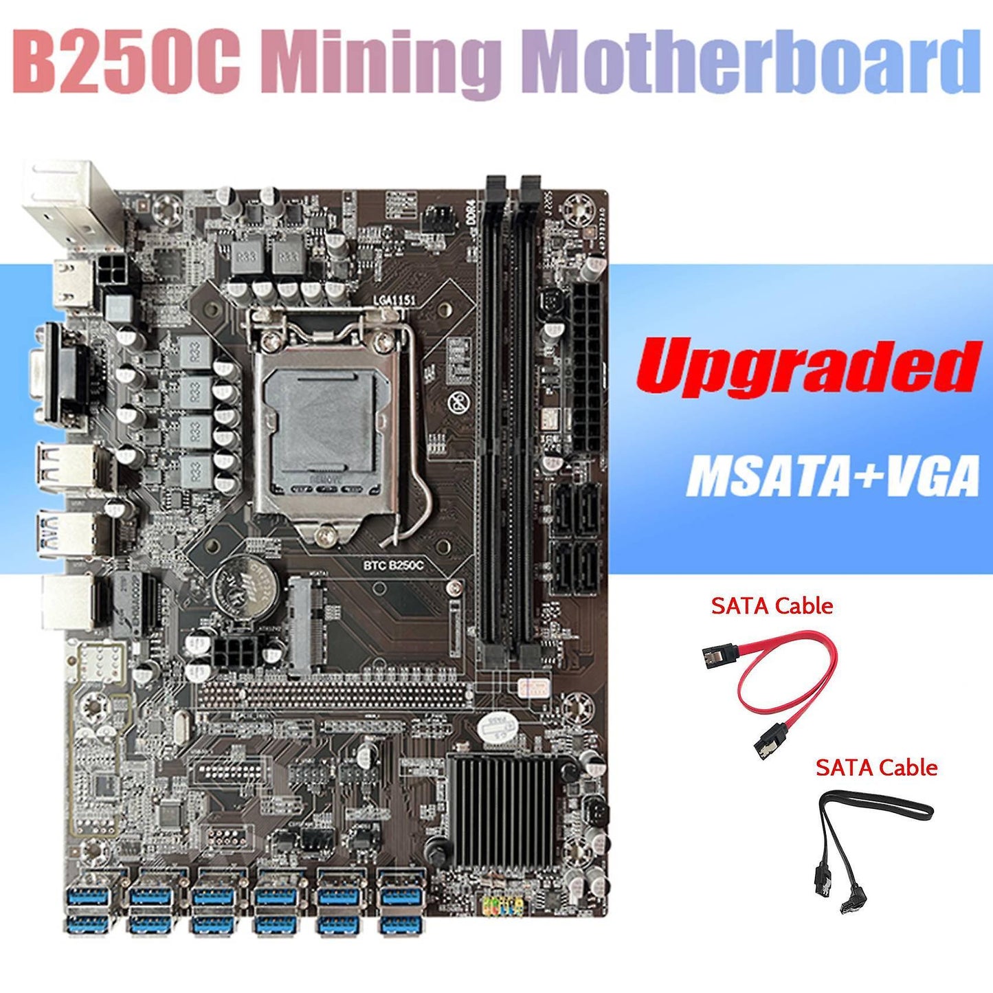 B250c Mining Motherboard+2xsata Cable Support Ddr4 Ram for Eth Miner