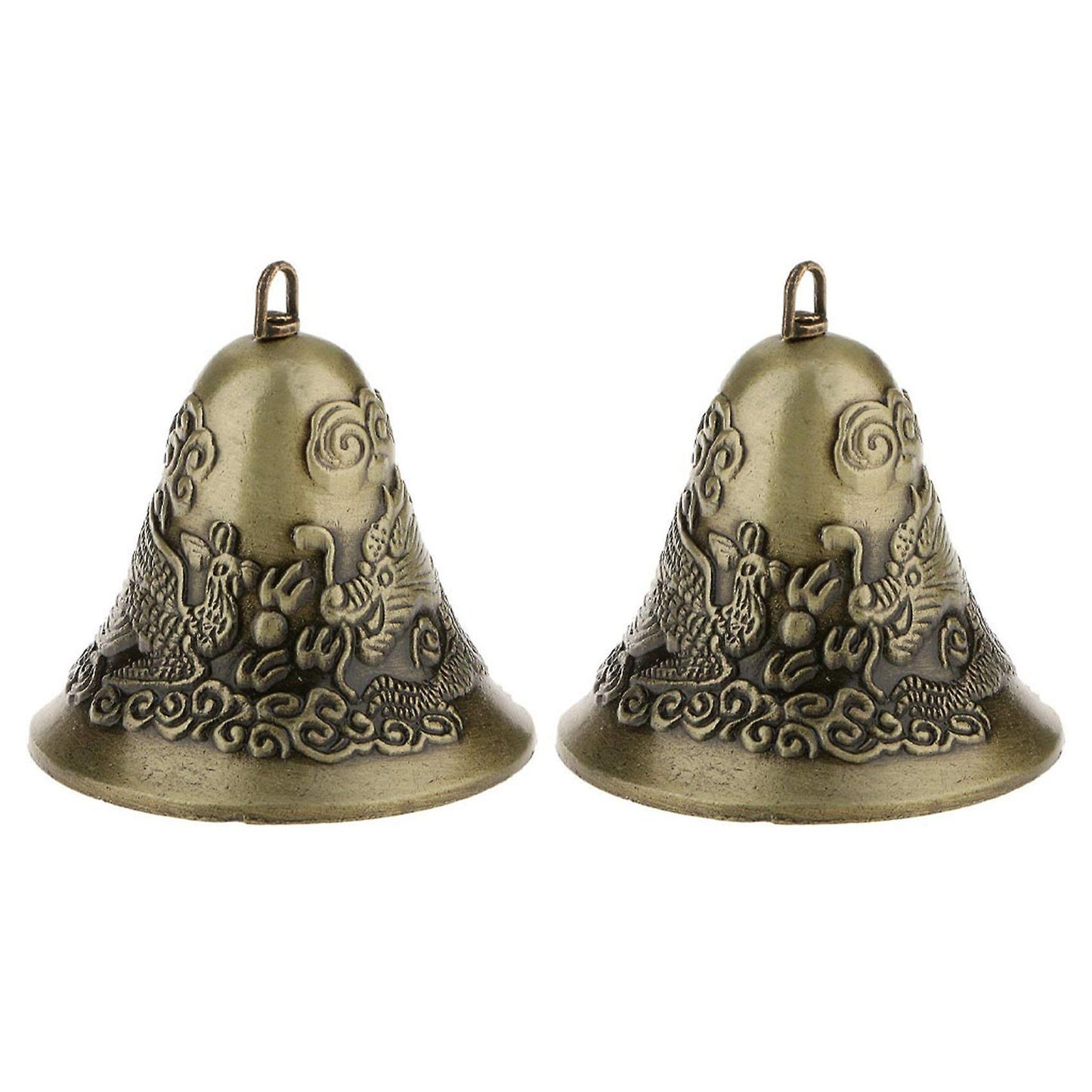 2x Mini-feng Shui Chinese Dragon Charm Bell and Phoenix Figure Decor
