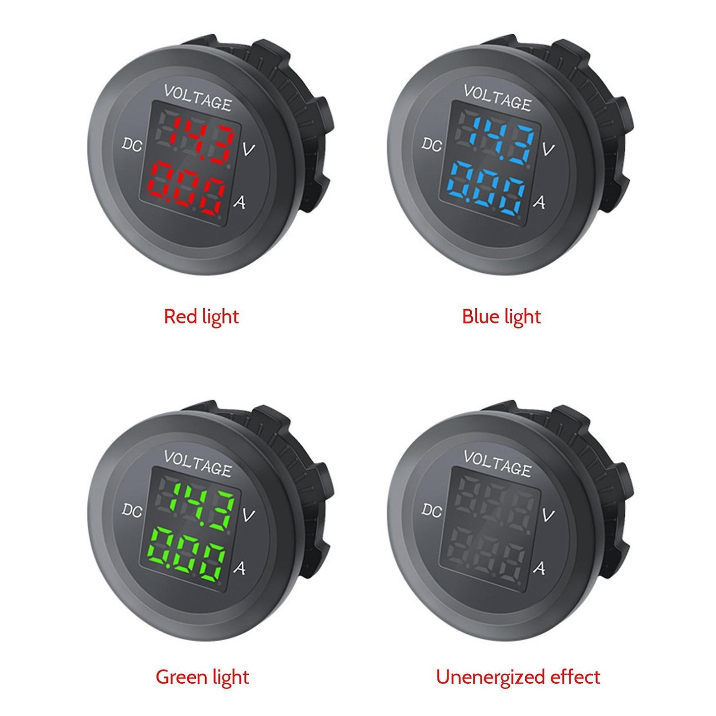 Car Led Digital Voltmeter Dc 12v/24v Led Dual Voltmeter Ammeter Green