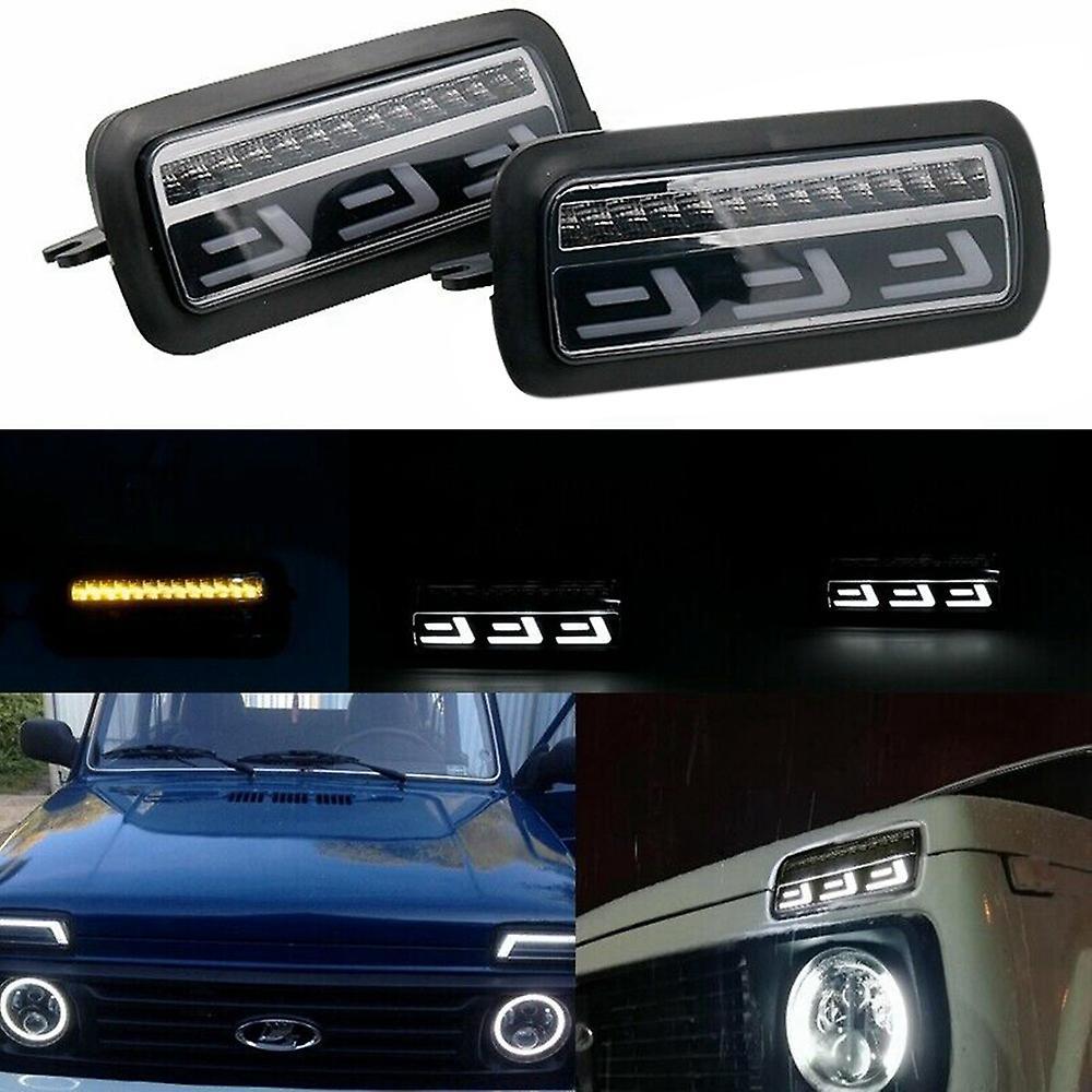 Led Daytime Running Lights Drl+amber Side Marker Light