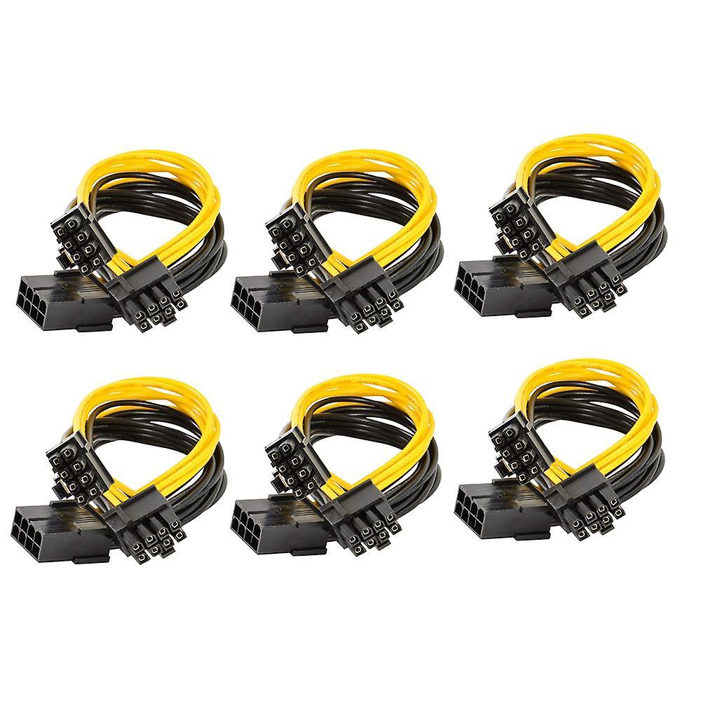 6pcs 8 Pin Pci-e to 2 Pci-e 8 Pin (6 Pin + 2 Pin) Power Cable