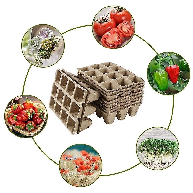 Seedling Tray 10 Square Peat Pots Plant Nursery Biodegradable Pots