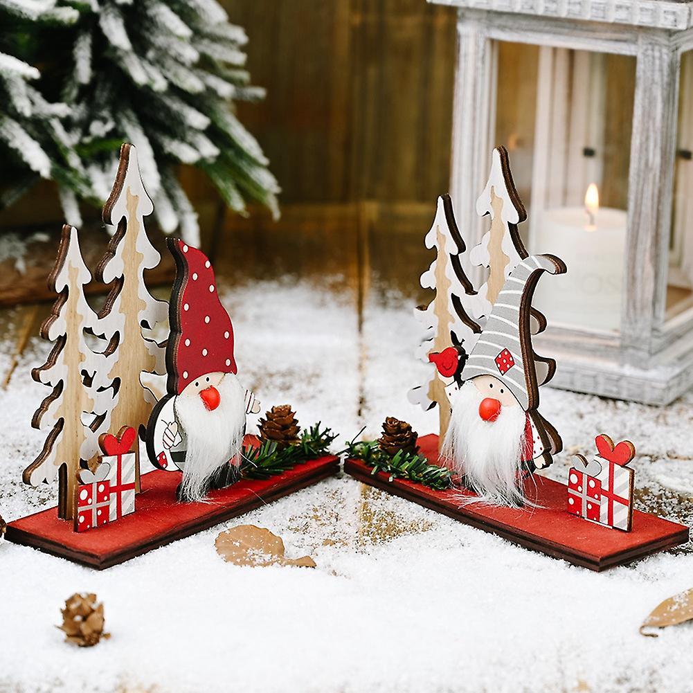 Wooden Pine Cone Double Tree Forest Elderly Ornaments Christmas Props