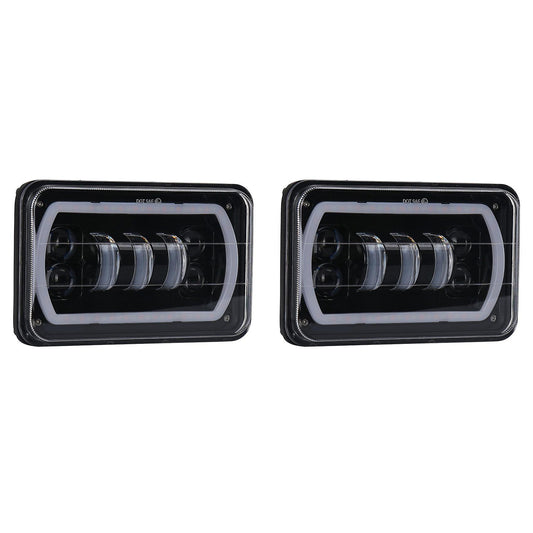 2x 4x6 Inch Led Head Light Lamp Hi-lo Beam Drl Light for Jeep