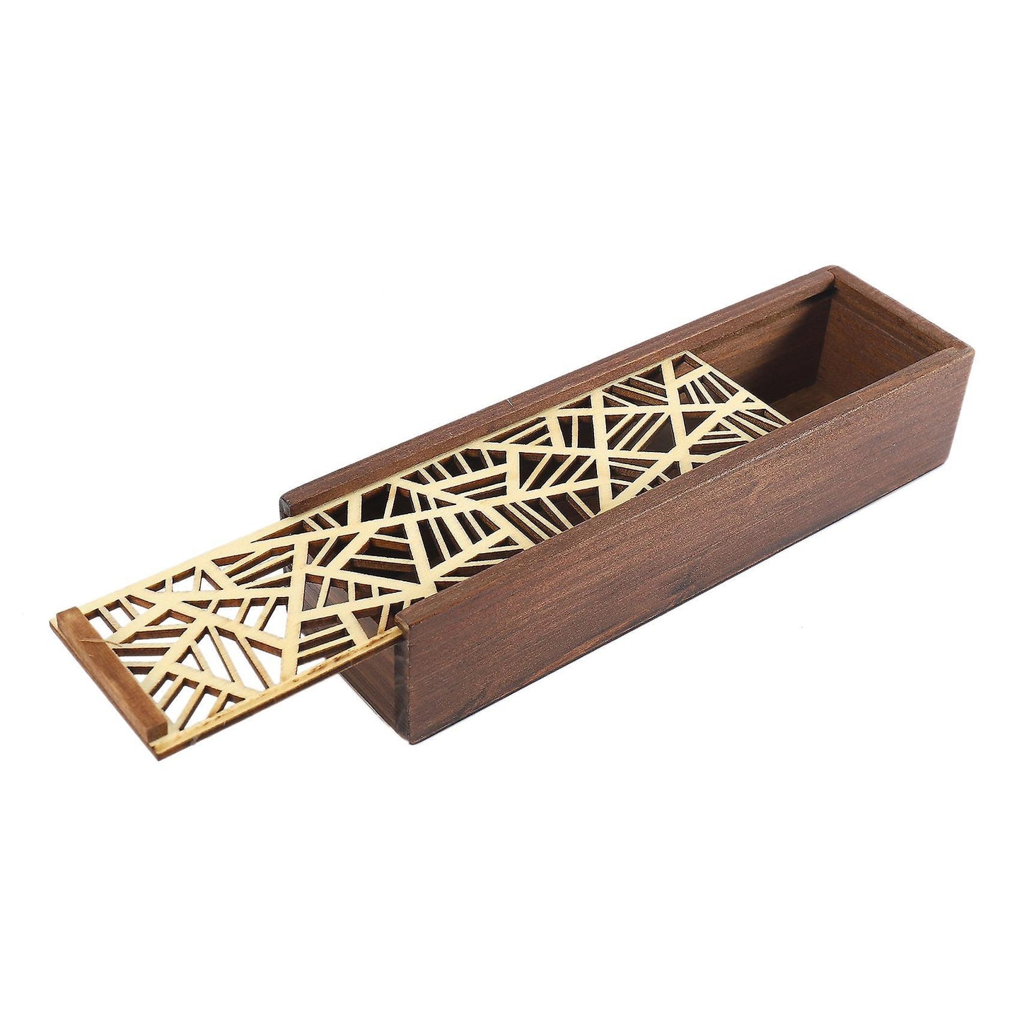 Cute Wooden Pencil Case Hollow Wood Pencil Case Storage Box (d)