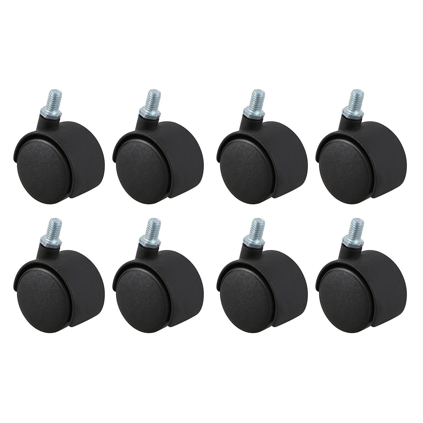 Plastic Swivel Caster 8mm Screw Stem 1.5-inch Dia Wheel 8 Pcs Black