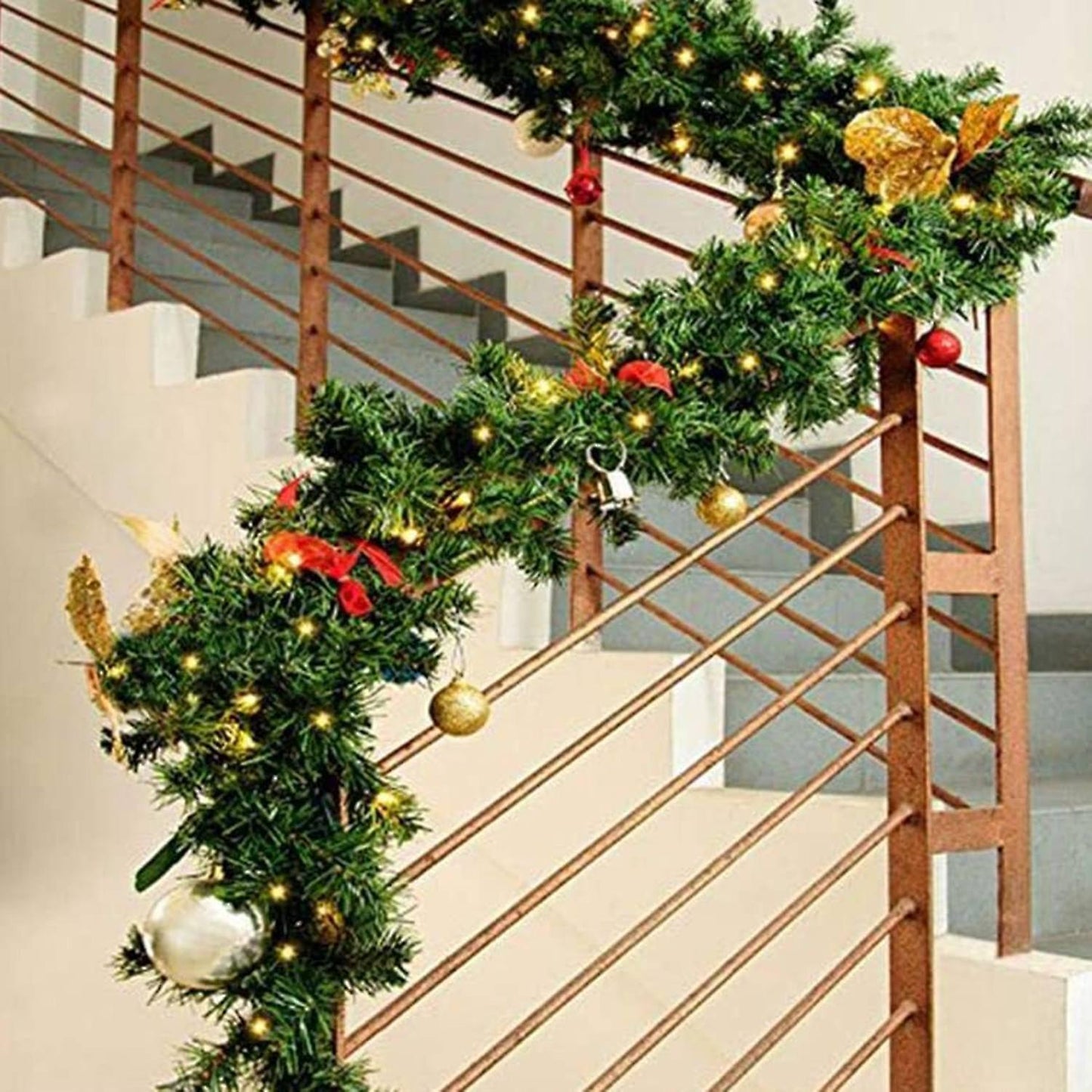 Pendant & Drop Ornaments- 5.5m Green Artificial Xmas Tree Rattan 2pcs