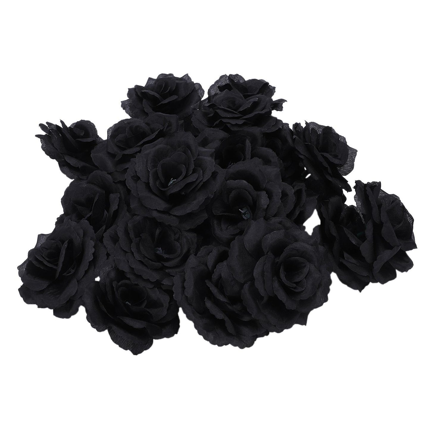 40 Pcs Black Rose Artificial Silk Flower Party Wedding Home Office