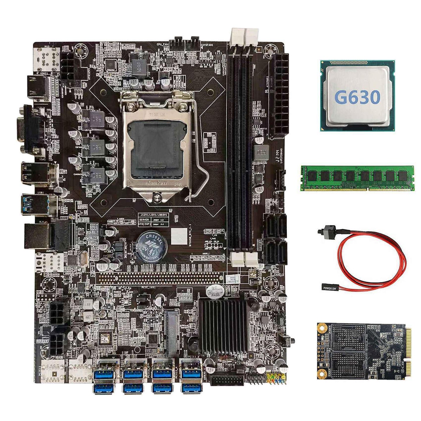 B75 Btc Mining Motherboard+g630 Ram+128g Ssd+switch Cable Lga1155