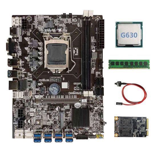 B75 Btc Mining Motherboard+g630 Ram+128g Ssd+switch Cable Lga1155