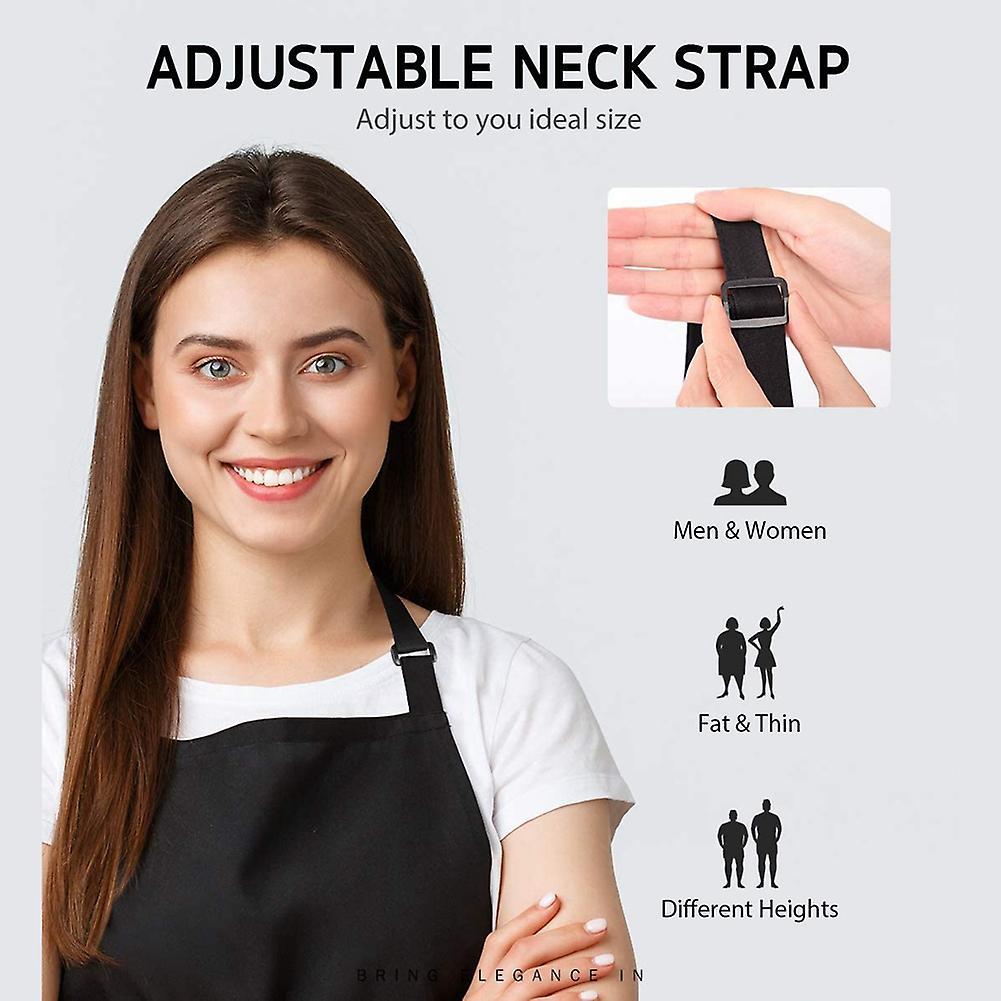 2 Pack Polyester Adjustable Bib Apron with 2 Pockets Cooking