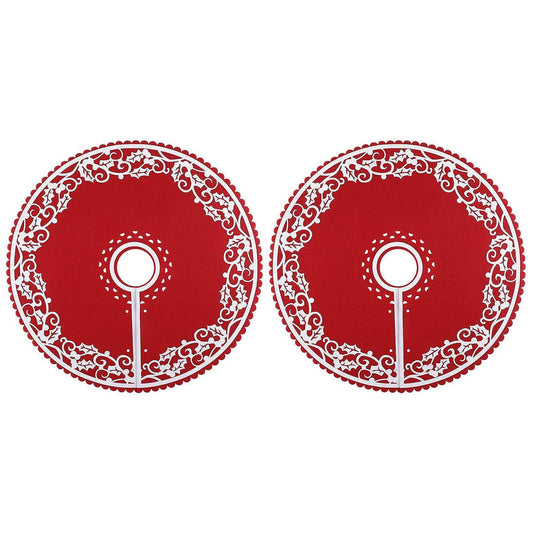 2 Pcs Christmas Tree Skirt - for New Year Party Xmas Decoration