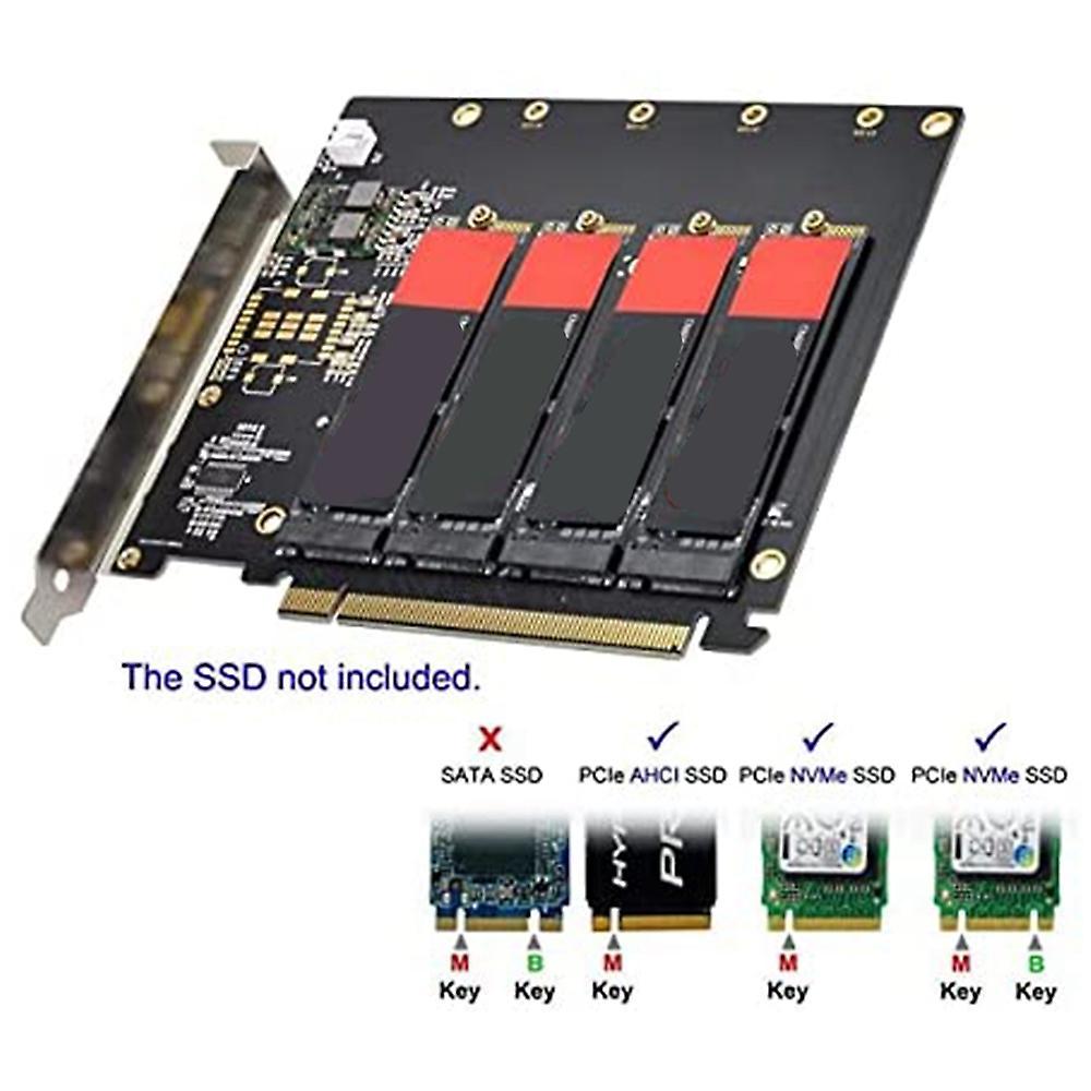 4x Nvme M.2 Ahci to Pci-e Express 3.0 Gen3 X16 Raid Card with Fan