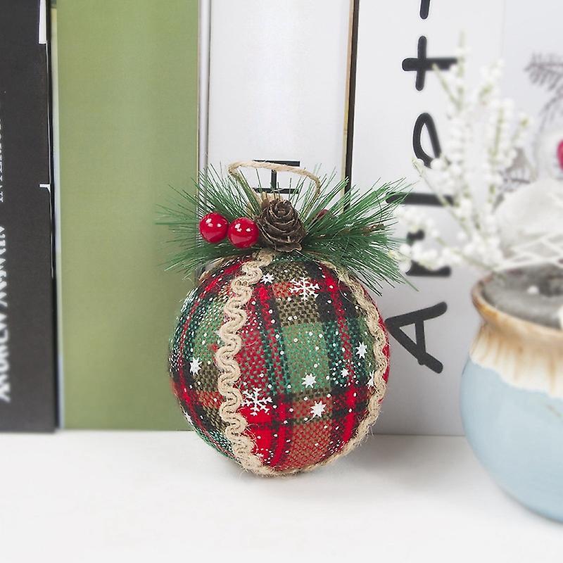 3pcs Red Plaid Painted Balls Christmas Tree Ornaments Gift Pvc Ball-e