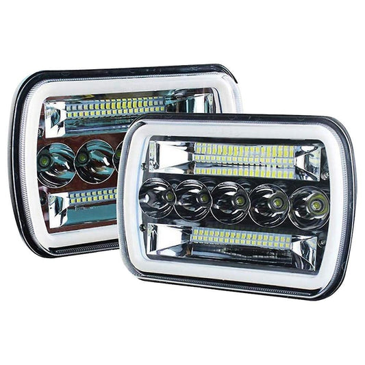 1 Pair 7x6inch Led Headlight Drl for Jeep Cherokee Wrangler Xj Yj