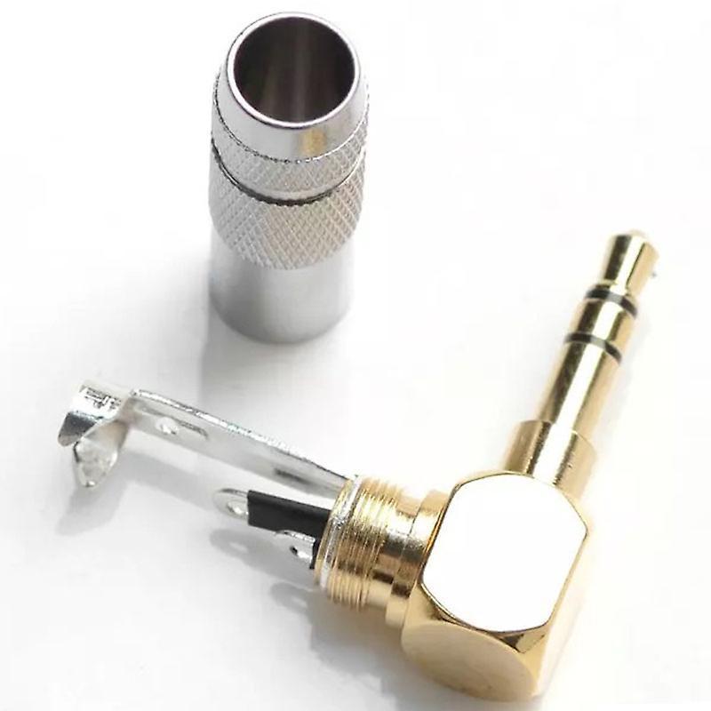 3.5mm L Shape Jack Gold Plated 90 Degree Angle Audio Plug Silver