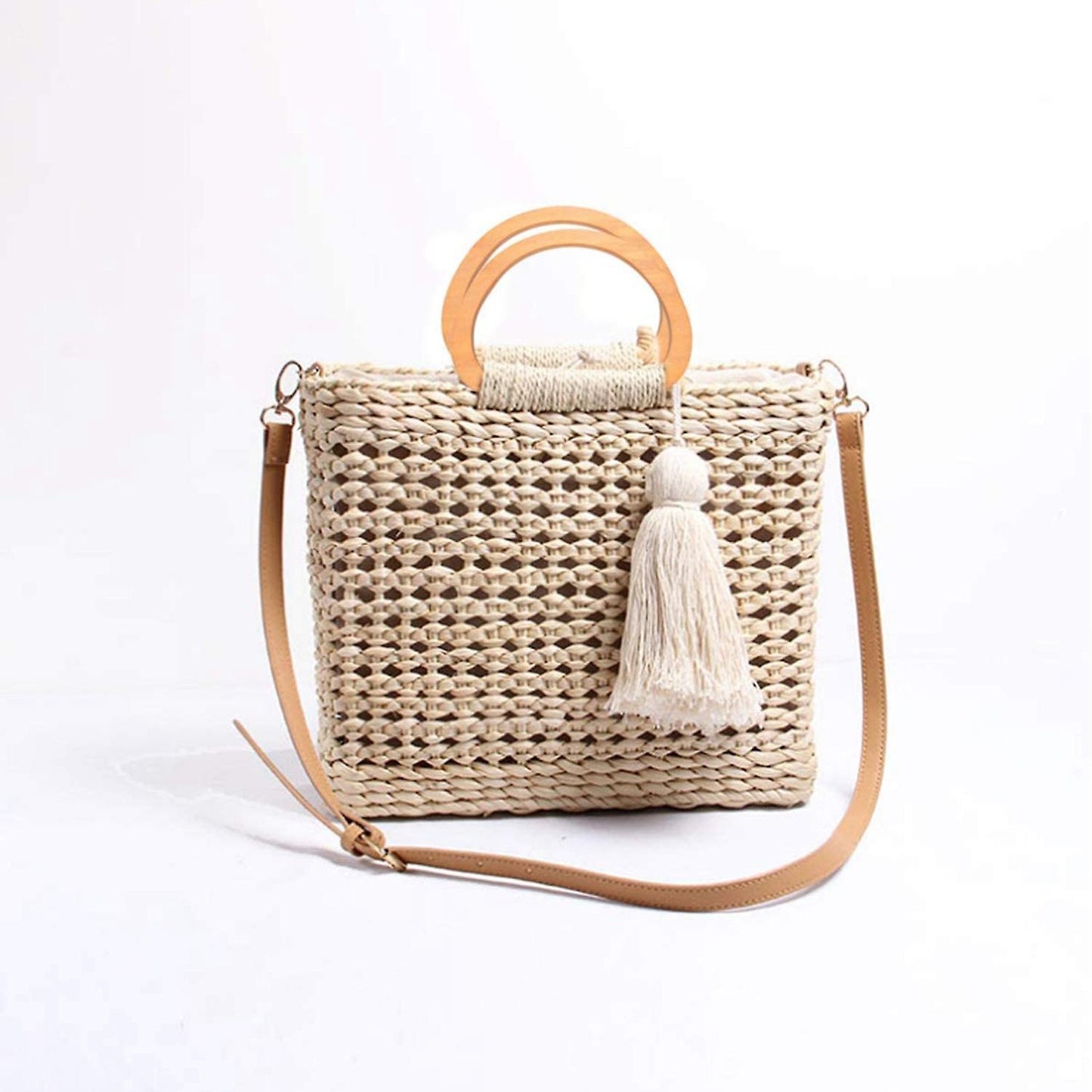4pcs Oval Shaped Handles for Straws Beach Bags Canvas Handbags Making
