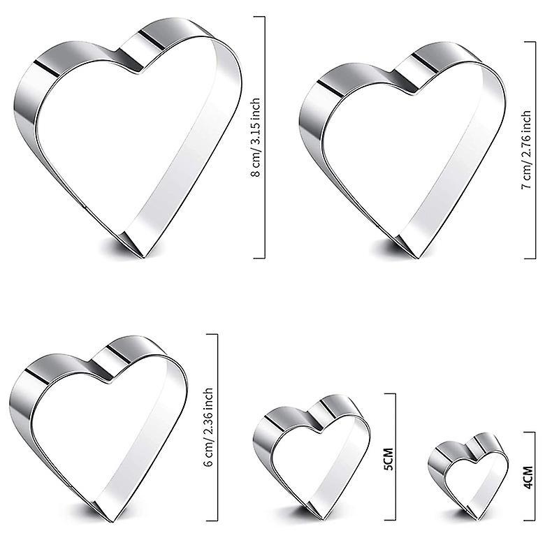 5 Pieces Cookie Cutter Stainless Steel Heart Cutter Valentine's Day