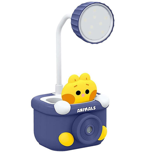 Cute Desk Lamp for Kids, with Pencil Cutting/pen Holder, (blue)