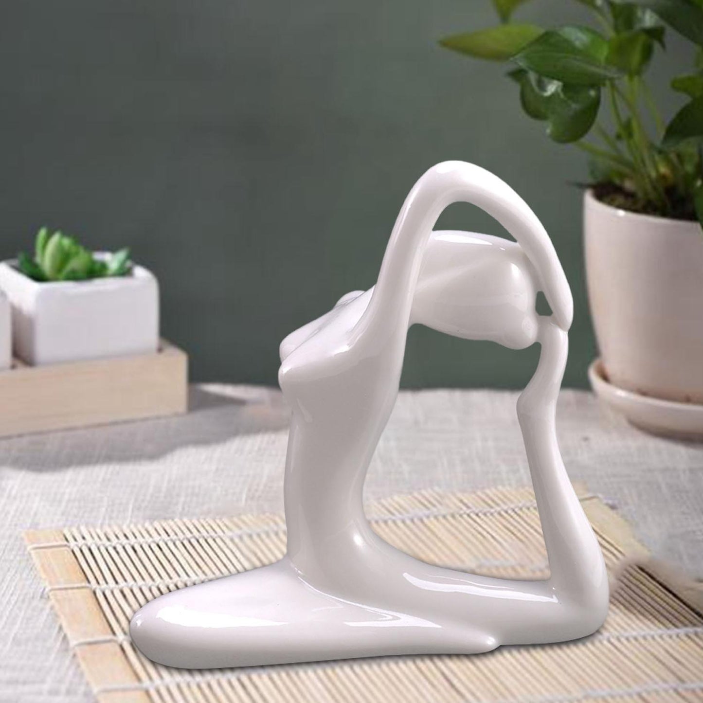 Abstract Art Ceramic Yoga Poses Yoga Lady Figure Statue Ornament #8