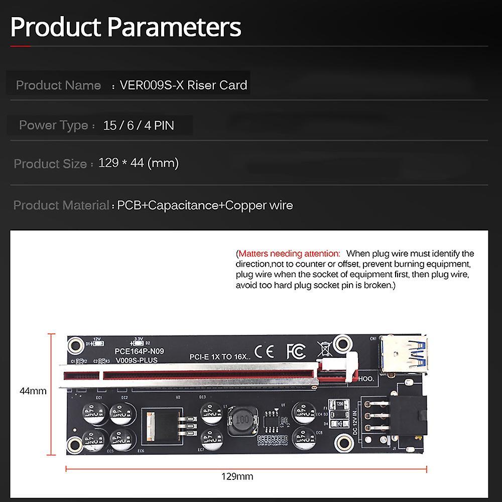 Ver009s Plus Pci-e Riser Card Usb Cable Connector for Graphics Mining