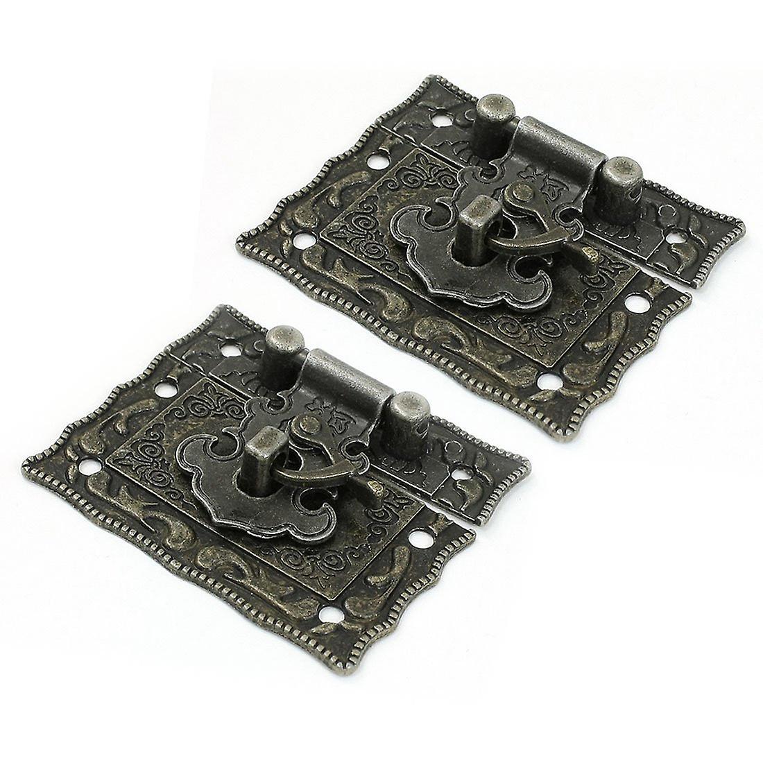 2 Pcs Antique Style Hardware Bronze Tone Metal Rectangle Latch 42mm X 51mm